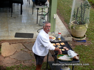 Norton cooking breakfast for his guests!