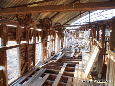 Inside the old shearing shed