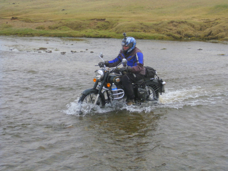 Crossing river in Mongolia