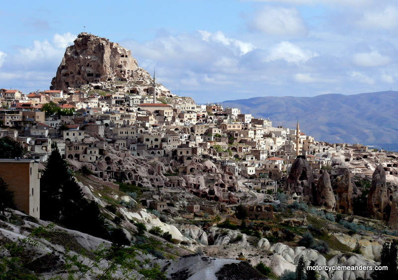 Town of Çavusin carved from the lava rock in Cappadocia
