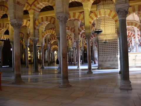 Columns forming the naves on the Mezquita