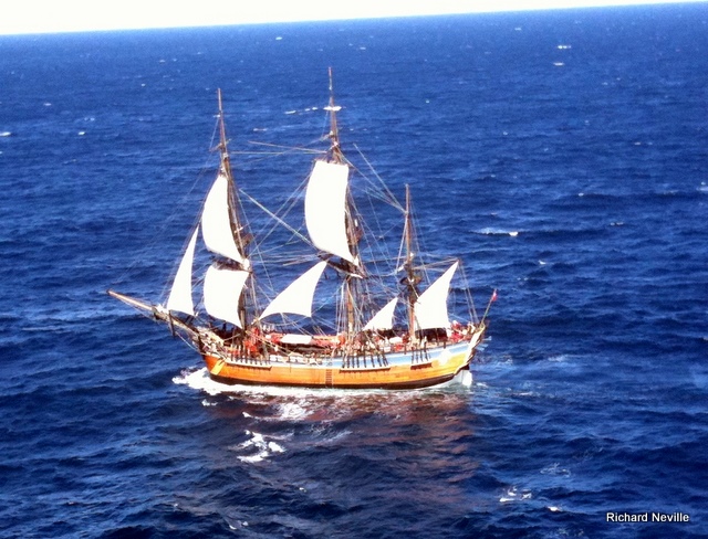 Endeavour on our first day at sea (from passing helicopter)