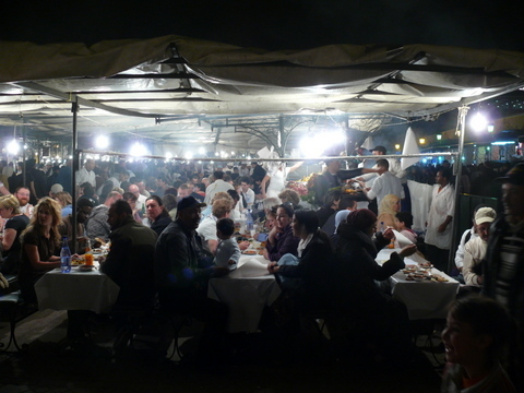 Food stalls in Place Jemaa El Fna