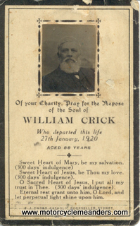 William Crick Memorial Card